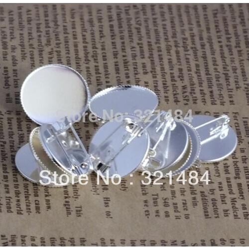 Free shipping!!! 200pcs Shiny silver plated metal Safety pin 20mm Teeth Brooch Base Cabochon setting blanks