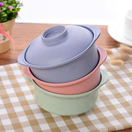 Salad Bowls Reusable Salad Rice Container Easy Clean Soup Container Nordic Style for Cereal Instant Noodles Bowl with Handle