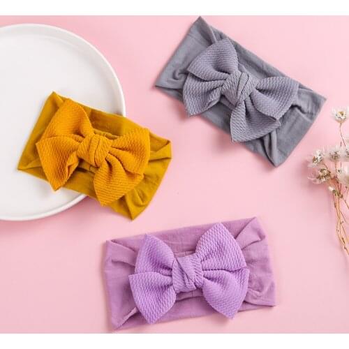 Summer Thin Bows Hair Bands For Children Designer Headband Knit Elastic Simple Solid Headwrap Hair Accessories 2021 Korean Style