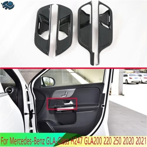For Mercedes-Benz GLA-Class H247 GLA200 220 250 2020 2021 Carbon fiber style Inner Door Handle Cover Catch Bowl Trim