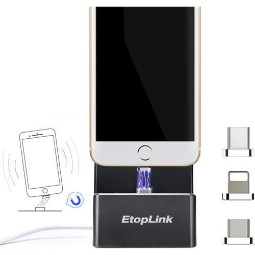 EtopLink Portable Magnetic Charge Micro USB Double Sided Connector Charging Station Desk Dock For Samsung Xiaomi HTC Huawei Sony