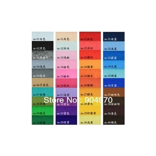 SPECIAL OFFER only Felt Fabric 40 MIX COLOR Polyester DIY felt fabric non-woven 15CM X 15CM free shipping Felt Set 1MM