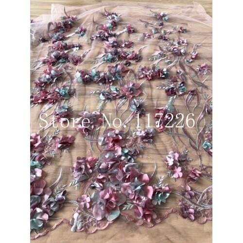 JRB-52609 nice looking French tulle embroidery lace fabric with 3D FLOWERS african flower net lace textile