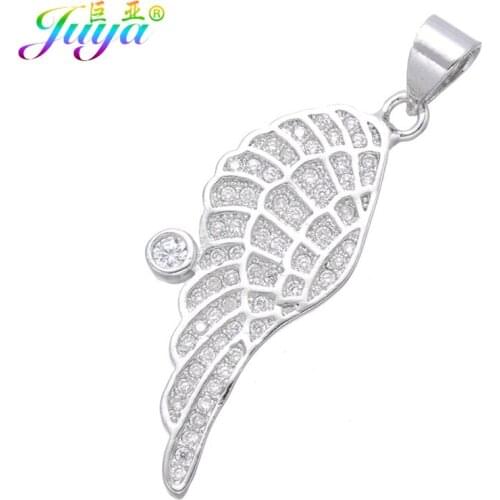 Juya DIY Jewelry Gold/Silver Color Wing Angel Charms Pendants For Women Charm Bracelets Pendants Necklace Making