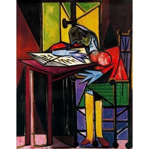 Oil Painting Reproduction on Linen canvas,woman-reading-1935BY Pable Picasso,Museam Quality,Free fast shipping,HANDMADE