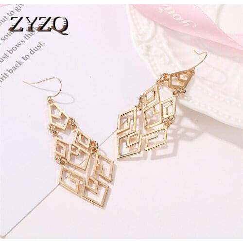 ZYZQ Hot Selling Hyperbole Drop Earrings Fashion Hollow Out Pattern Design Simple All-Match Superb Accessories For Women 2020