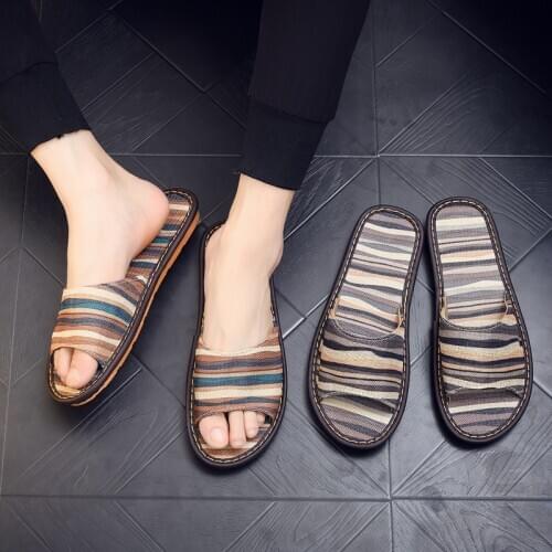 Linen slippers home summer men and women couples home non-slip thick bottom indoor home slippers Fashion Casual Shoes