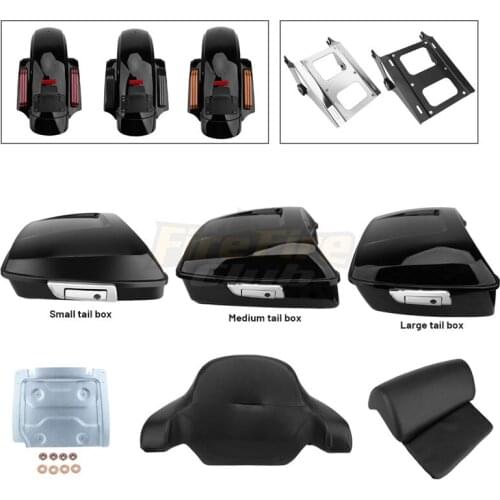 Moto Fender Extension Fascia/Luggage Rack/Base Plate/King Chopped Pack Trunk Backrest Pad For Harley Touring Street Glide 14-20