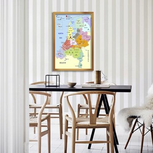 Netherlands Map 60*90cm In Dutch Canvas Painting Decorative Wall Poster Office Decoration for School Supplies