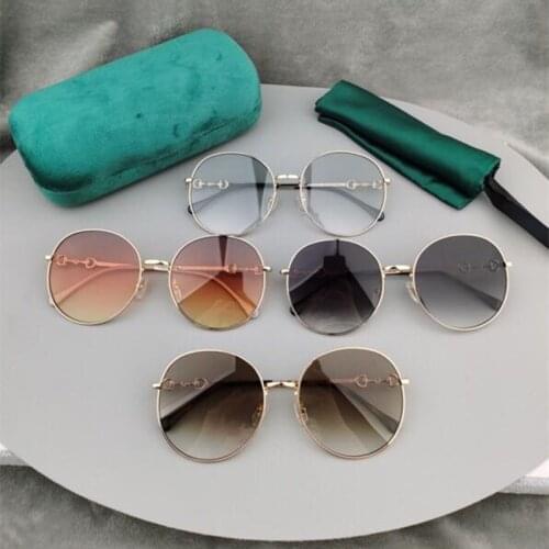 New 2021 Women g0881 Men Big Face Fashion Sunglasses Brand Design Eyeglasses Round Frame Gradient Sunglass Eyewear Oculos De Sol