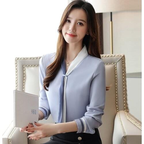 Plus size OL office Women Tops and Blouse Vintage Long Sleeve Chiffon Tops Blusas Mujer De Moda 2021 Elegant Autumn blouses