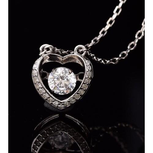 Silver 925 clever necklace pendant will beating heart necklace female 925 silver moissanite necklace valentines day