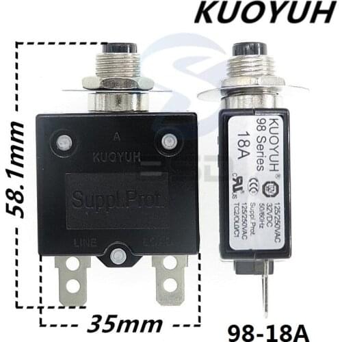 3Pcs Taiwan KUOYUH 98 Series 18A Overcurrent Protector Overload Switch