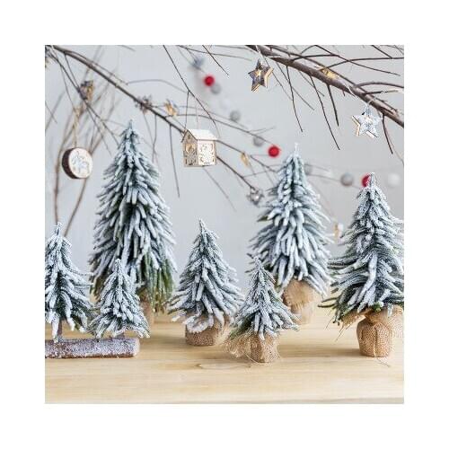 Christmas Sackcloth Cedar Flocking Desktop Mini Christmas Tree Window Counter Bar Counter New Year Christmas Decoration ww106