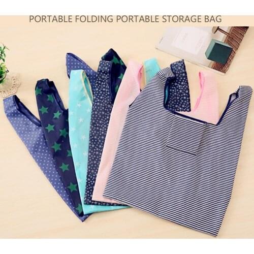 Printing Foldable Shopping Bag Large Eco Reusable Portable Shoulder Handbag for Travel Grocery Waterproof Folding Bag
