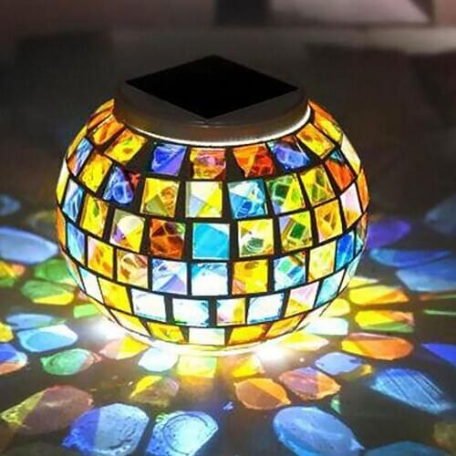 Solar Power LED Crystal ball Mosaic Glass Ball Color Changing Light Christmas Decor For Outdoor Garden Lawn Decor Lamp