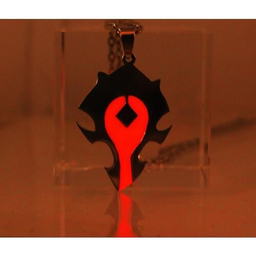 Glowing RED Horde Symbol Necklace stainless steel Necklace GLOW in the DARK night Fluorescent Christmas gifts