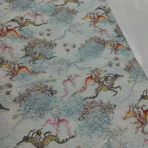 Viaphil 100% Cotton Fabric Brand New Cartoon Sea Horse Fighting War Printed Sewing Cloth Dress Clothing Textile Tissue