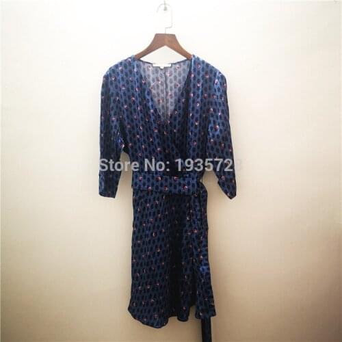 ElfStyle Vintage V Neck Geometric Print Short Mini Dress Matching With Waist Belt Ties