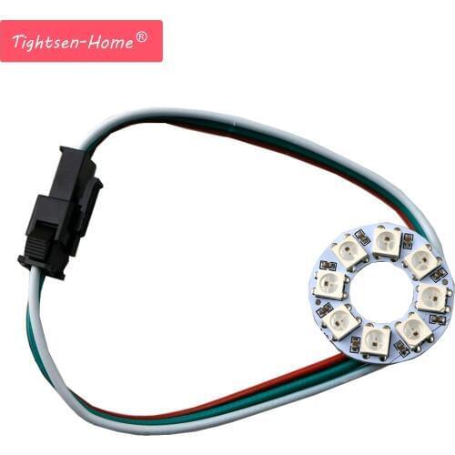 WS2812B Module Strip 8 Bits LEDs 5050 Rgb Individual Addressable Ring Round Led Pixel Lamp Light Board DC5V White/Black 8LEDS