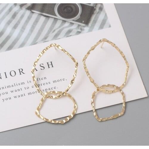Creative Hollow Big Irregular Round Circle Drop Earrings For Women Trendy Simple Double Geometric Metal Jewelry Accessories Gift