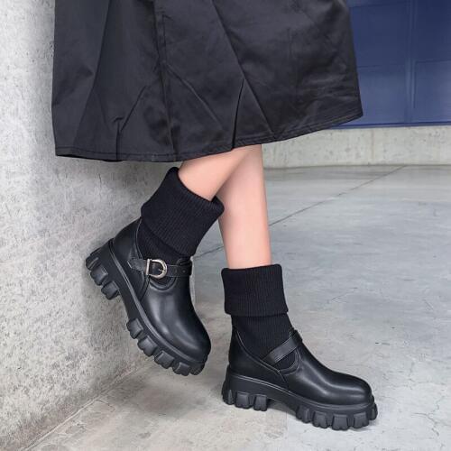 2020 fashion Womens Shoes Boots Wedges Ankle Boots high heel platform winter Square Heels Boots Platform Ankle Boots