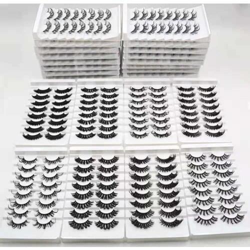 3D faux Mink Lashes 8 Pairs Natural curling False Eyelashes Fluffy Soft Wispy Volume Dramatic Long Cross Eyelash Extension Make