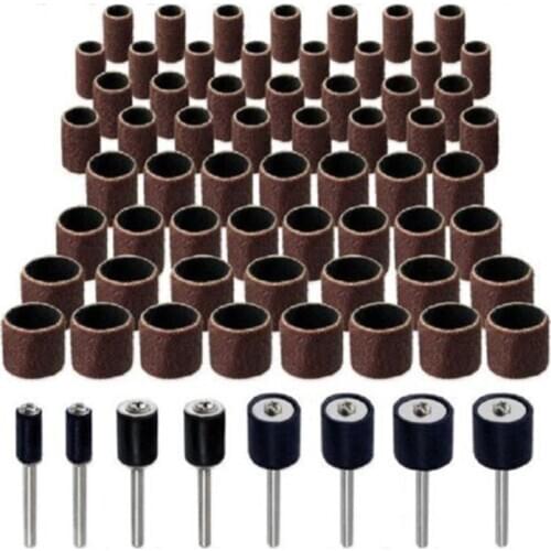 45PCS Drum Sanding Kit+ 6Pcs Band Mandrel Shank Rotary Drill Bits Abrasive Tools