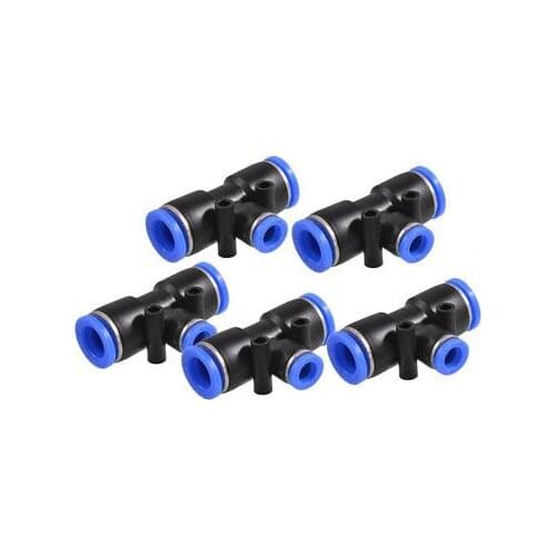5 Pcs 3 Ways 12mm to 8mm Coupler T Style Tubing Quick Push in Fittings