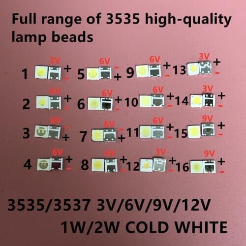 50-100PCS For LG UNI LUMENS SAMSUNG LED brand new and original 1W 3V 2W 6V 9V 12V 3535 cool white LCD backlight TV application