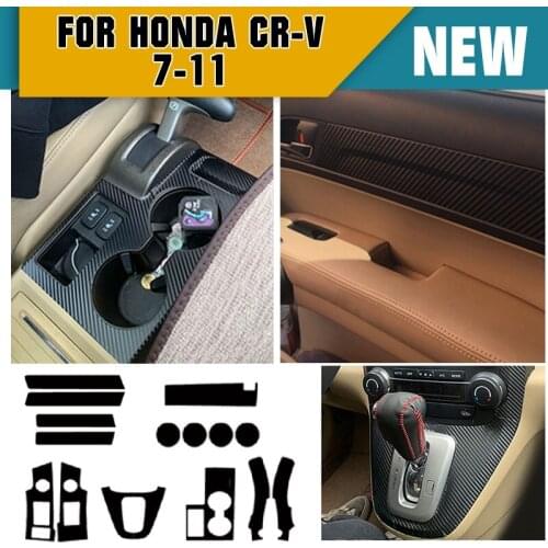ABS Carbon Fiber Car Sticker Fit For Honda CR-V 2007-2011 Gear Shift Frame GPS Navigation Panel Cover Trim Interior Mouldings