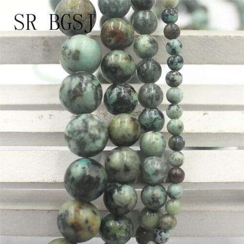 Free Shipping 4 6 8 10mm Wholesale African Turquoises Gems Natural Round Stone Loose Beads DIY Game Game Strand 15"