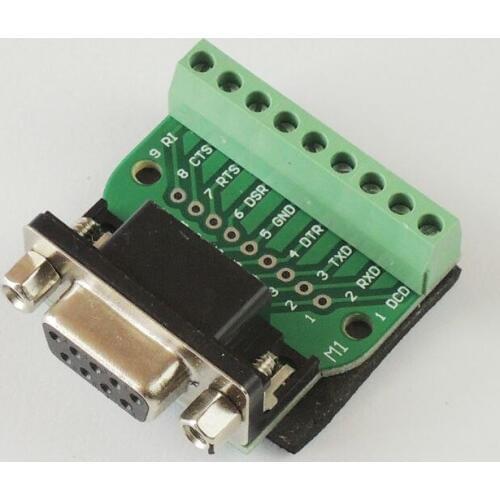 Free shipping DB9 Female 9 Pin Port Signals Breakout Board Screw terminals adapter plate