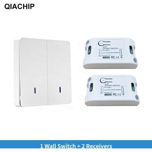 QIACHIP 433 Mhz Wireless RF 86 Wall Panel Transmitter +AC 110V 220V 1CH Remote Control Switch Receiver Hall Bedroom Led Light