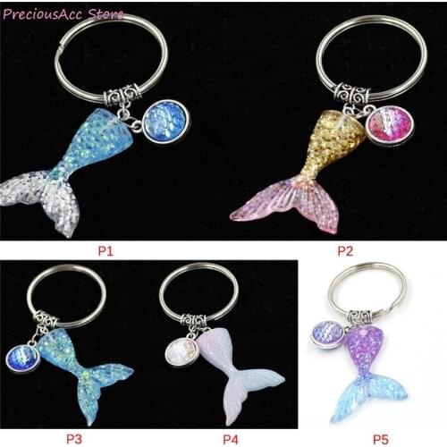 Sequins Keyring Decorative Pendants For Women Bags Wedding Party Mom Gifts Mermaid Tail Kids Keychain