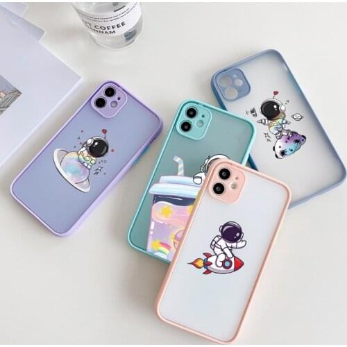 Cute Cartoon Astronaut Space Phone Case For iPhone 12 11 Pro MAX XS MAX XR X 6s 7 8 Plus SE2020 Hard Matte Shockproof Back Cover