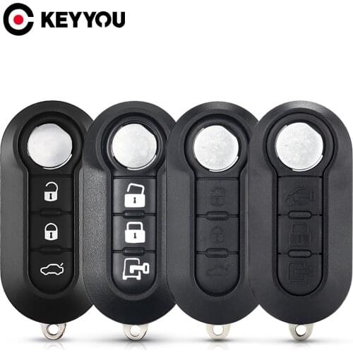 KEYYOU Flip 3 Buttons Remote Car Key Shell Blank Case For Fiat 500 Panda Punto Bravo For Citroen For Peugeot Auto Uncut Blade