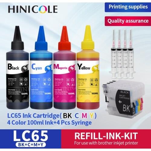 Hinicole New LC38 LC39 LC61 LC65 LC980 LC985 LC990 LC1100 Refill Ink Cartridge For Brother DCP-J125 185C 195C J315W with 400ML