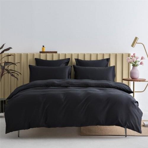 Black Bed Duvet Cover Set Soft Skin-friendly Polyester Bedclothes Guest Room Quilt Cover Pillowcase Sheet Adults Bedding Set