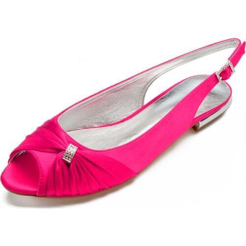 Creativesugar slingback open toe flats with pleated satin crystal lady evening dress shoes bridal wedding prom yellow navy