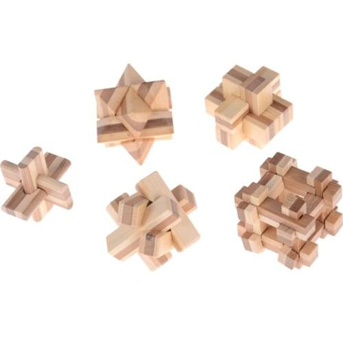 1pc 4.5*4.5*4.5cm Kong Ming Luban Lock Kids Children 3D Handmade Wooden Toy Adult Intellectual Brain Tease Gift