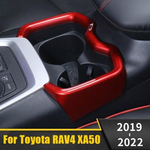 ABS Carbon fiber Car Front Row Water Cup Holder Cover Frame Panel Sticker For Toyota RAV 4 RAV4 2019 2020 2021 XA50 Accessories