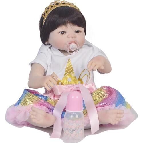 Bebe Girl Reborn baby Dolls 23 Inch Fashion Full Silicone Vinyl Reborn Realistic Princess dolls Surprise gift for Kids toys