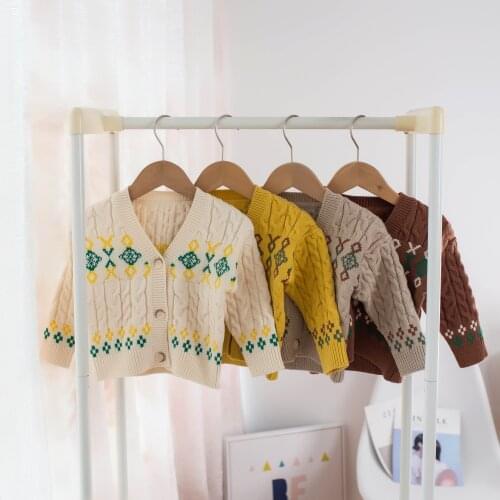 Winter Kids Baby Girls Boys Autumn Winter Full Sleeve Pattern Knitted Outwear Coat Toddler Children Girls Cardigan Sweater