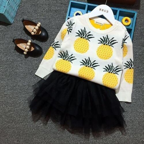 Kids Sweaters Cute Pineapple Print Knitted Pullover 1-5 Y Baby Boys Girls Fashion Sweater Cotton Warm Winter Clothes For Child