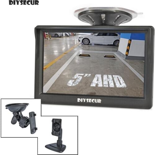 DIYSECUR 5" AHD Car Rear View Monitor Inside Parking Backup HD Monitor with Both Suction Cup and Bracket for MPV SUV Horse Lorry