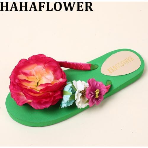 HAHAFLOWER Woman Summer Shoes Camellia Flower Beach Flip Flops WomenS Sandals Womens Shoes FREE SHIPPING A15