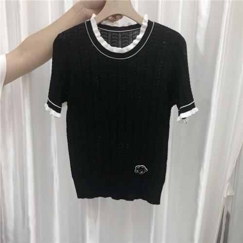 Summer Womens hollow-out knitted T-shirts hot fashion women knit Tee tops B940