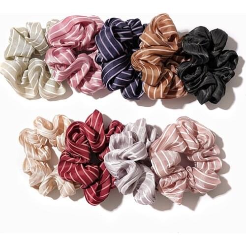 2021 Summer Voyage Holiday Fashion Beach Hair Scrunchies Striped Twist Shape Hair Rope Mesh Silk Rubber Bands For Women