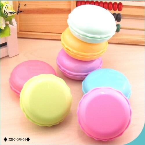 Lymouko New Style Cute Sweet Macarons Portable with Mirror Contact Lens Box for Women Travel Contact Lenses Case